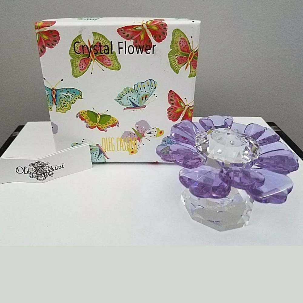 Oleg Cassini Crystal Flower Lavender New in Box